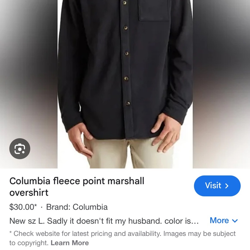 Columbia Men's Black Fleece Button Down Shirt